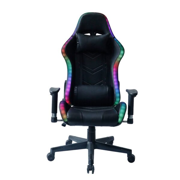 Led black leather lifting swivel gaming chair