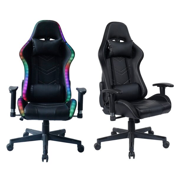 Led black leather lifting swivel gaming chair - Image 3