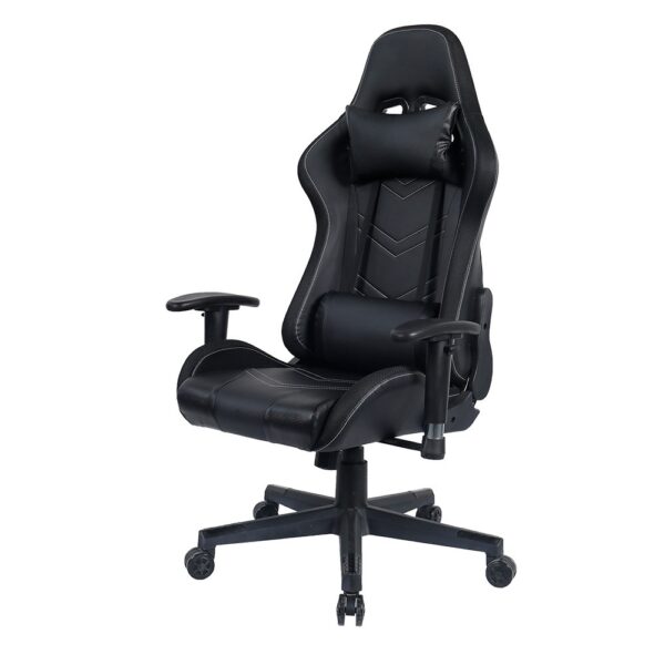 Led black leather lifting swivel gaming chair - Image 4